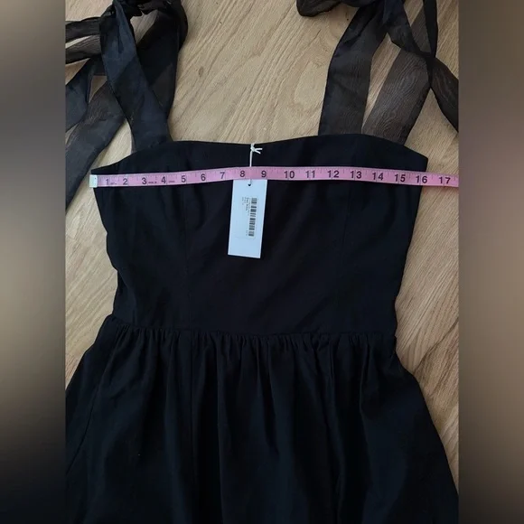 NEW Reformation Organic Cotton Enza Dress Black Shoulder Bows Size 10 - Picture 7 of 9